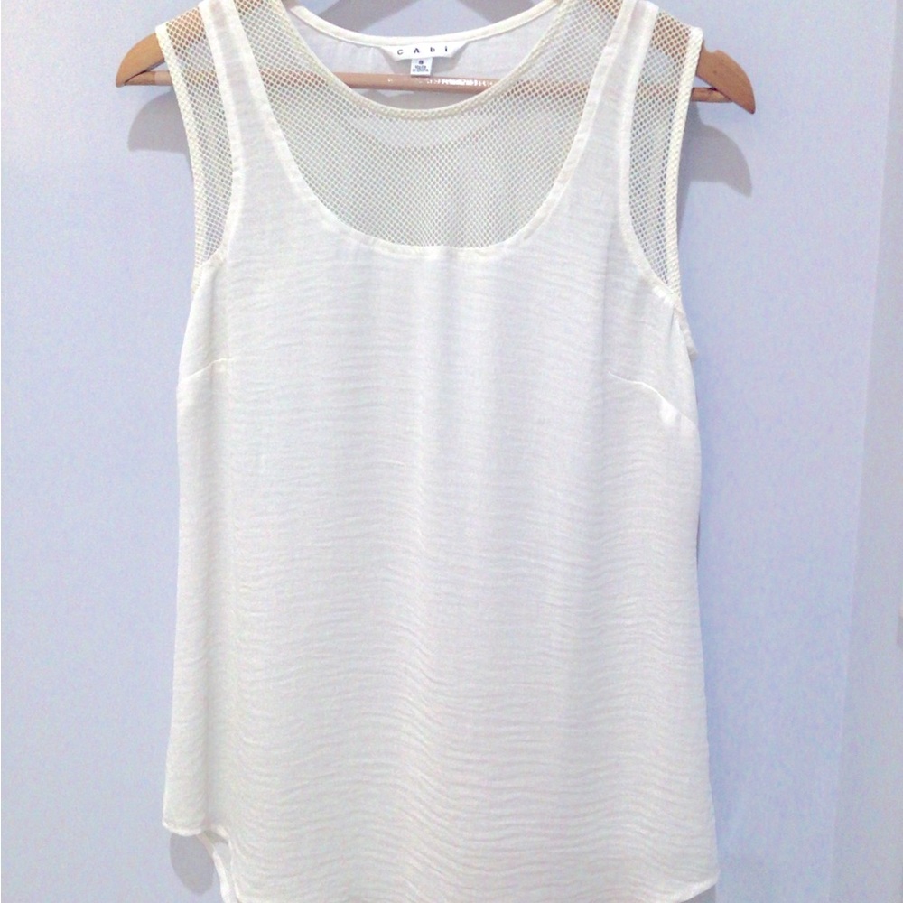 CAbi white mesh tank top